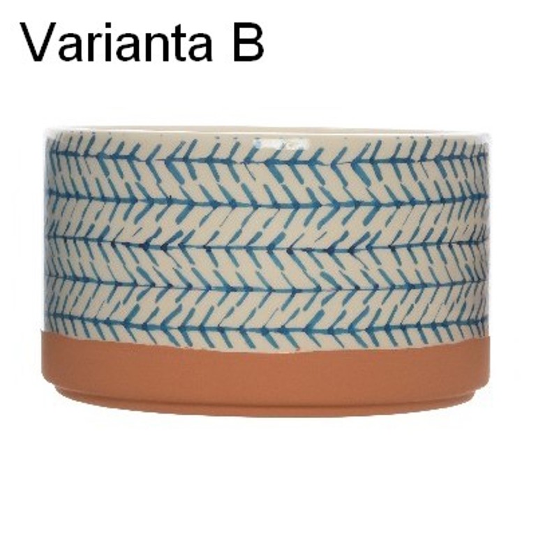 Obal hliněný válec glazovaný 20,5cm mix motivů-1