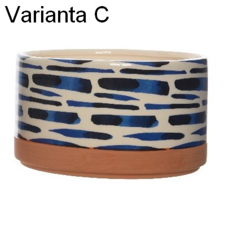 Obal hliněný válec glazovaný 20,5cm mix motivů-2