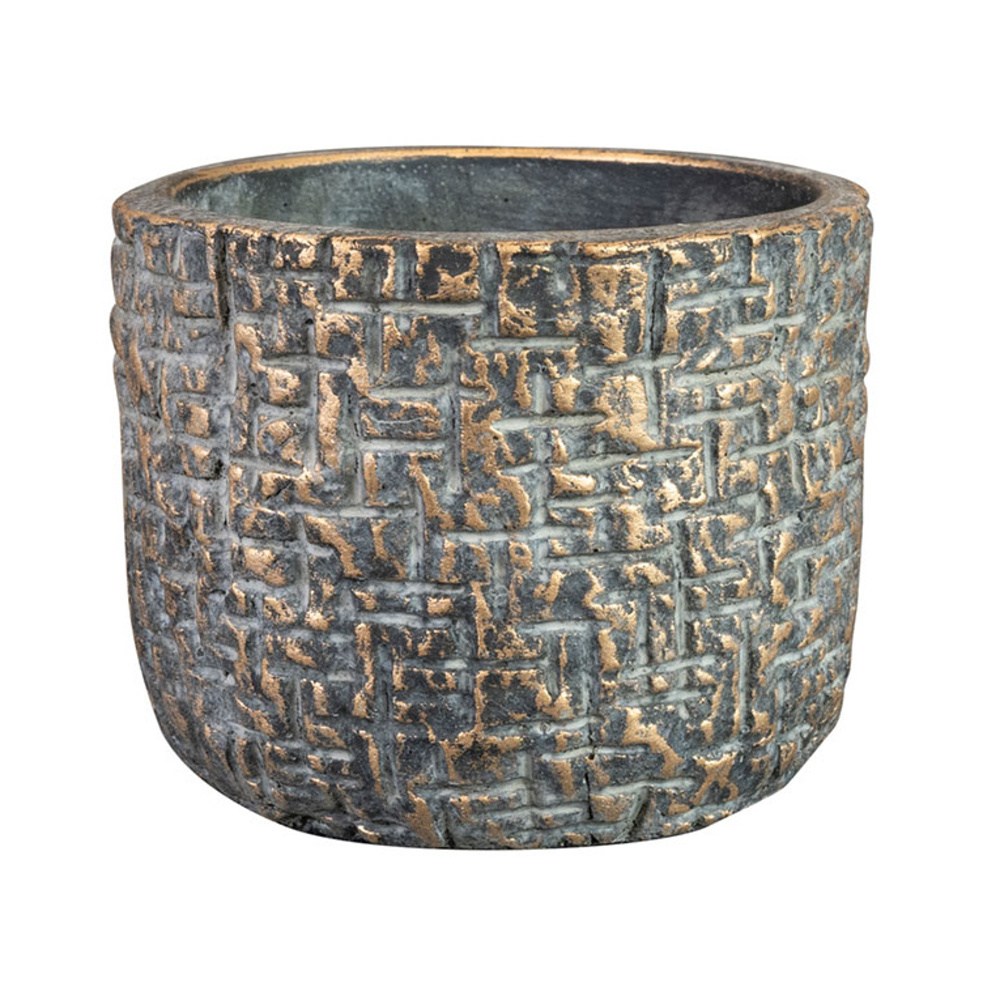 Design pro Váš domov - Obal kulatý betonový MAXIM zlato-šedý 14cm