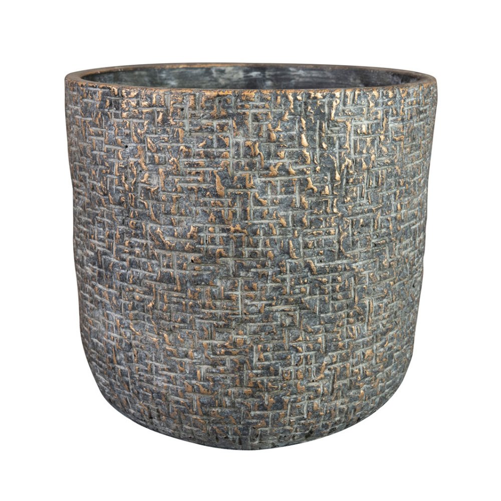 Design pro Váš domov - Obal kulatý betonový MAXIM zlato-šedý 24cm