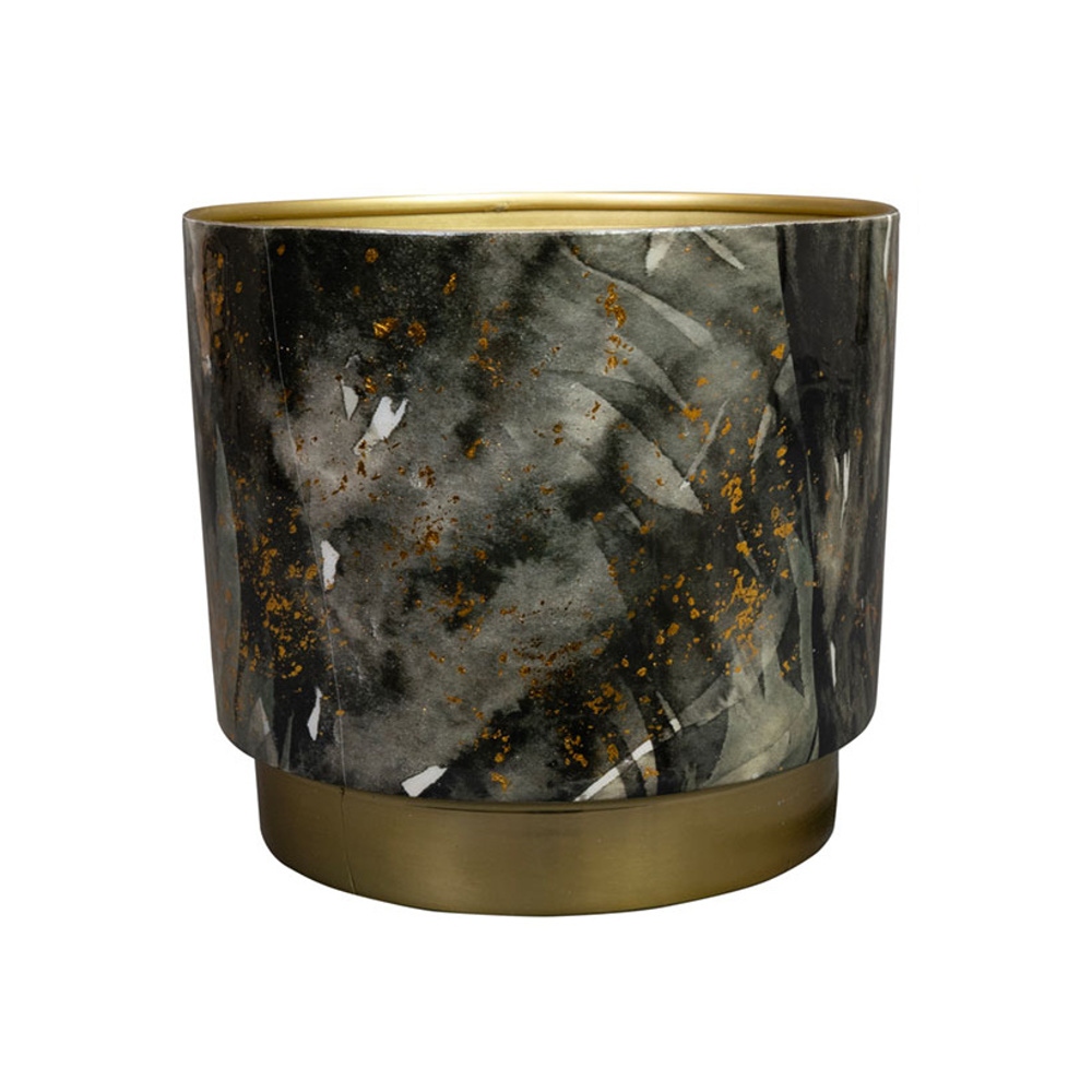 Design pro Váš domov - Obal kulatý CELIA kovový černo-zlatý 17cm