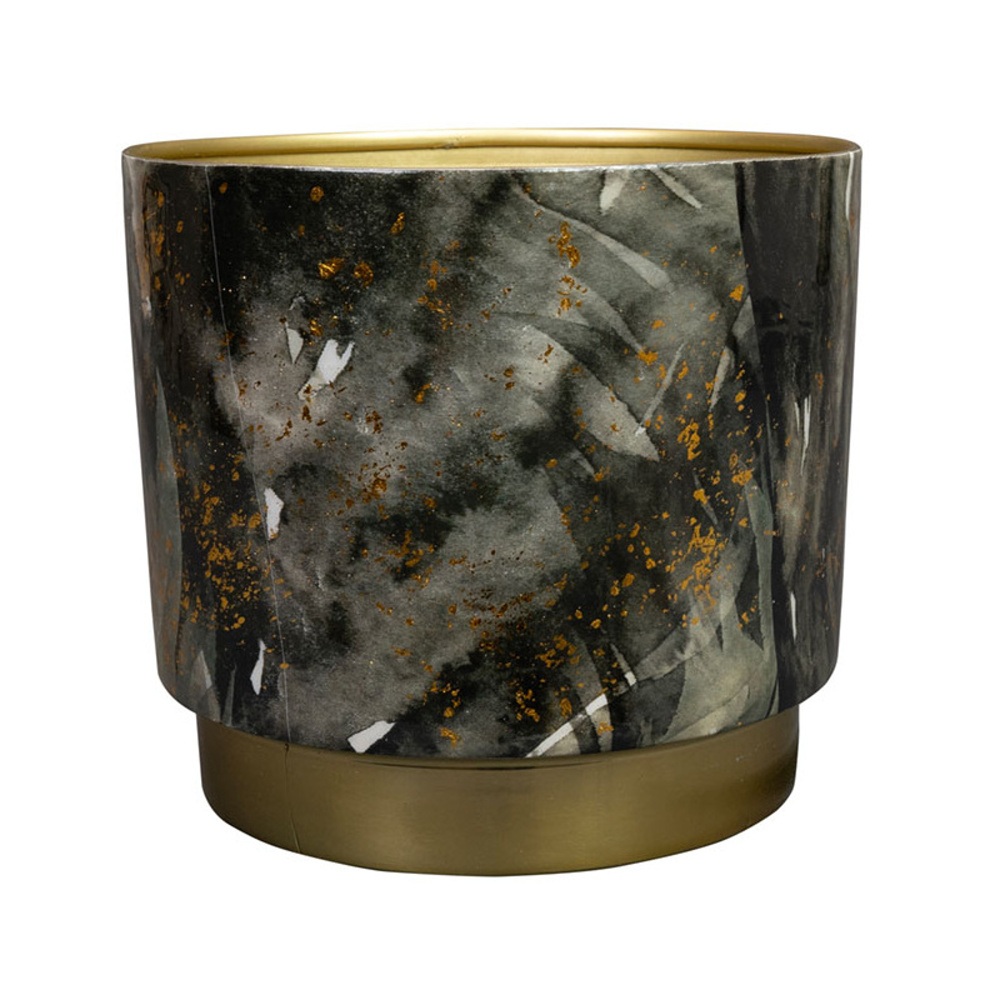 Design pro Váš domov - Obal kulatý CELIA kovový černo-zlatý 23cm