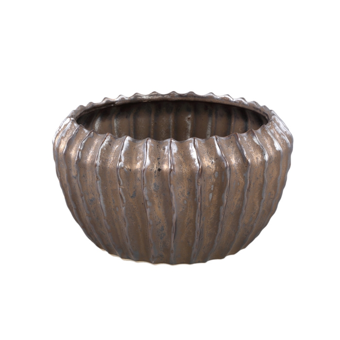 Design pro Váš domov - Obal kulatý keramický BODI L žebrovaný bronzový 24cm