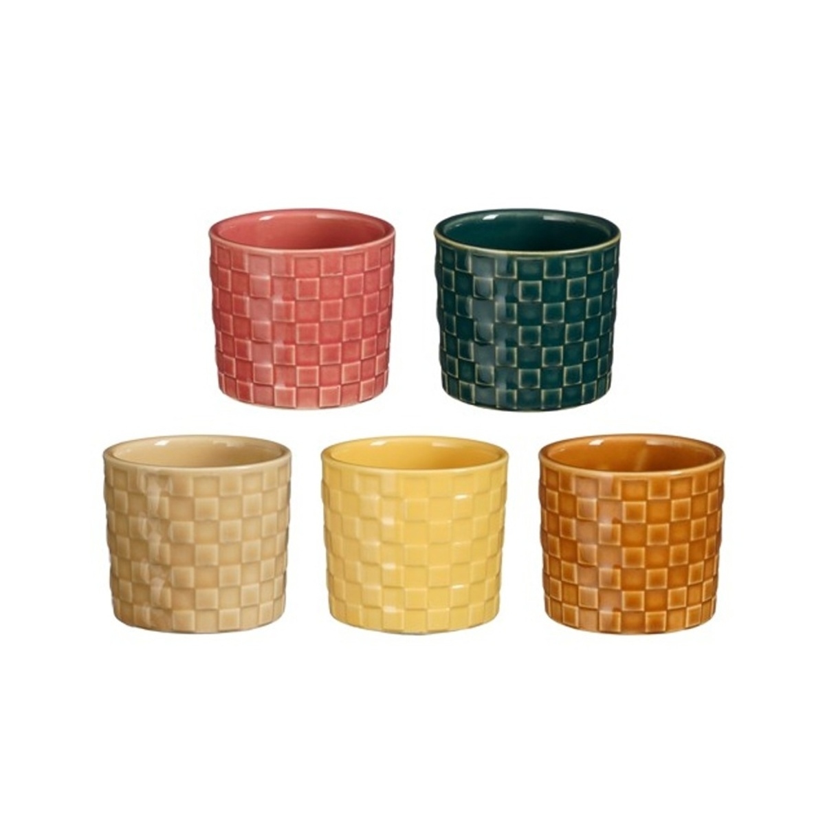 Keramické obaly - Obal kulatý keramický DAAN se čtverci mix 7,5cm