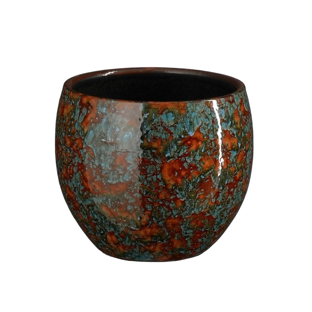 Keramické obaly - Obal kulatý keramický FABIAN modro-hnědý 15cm