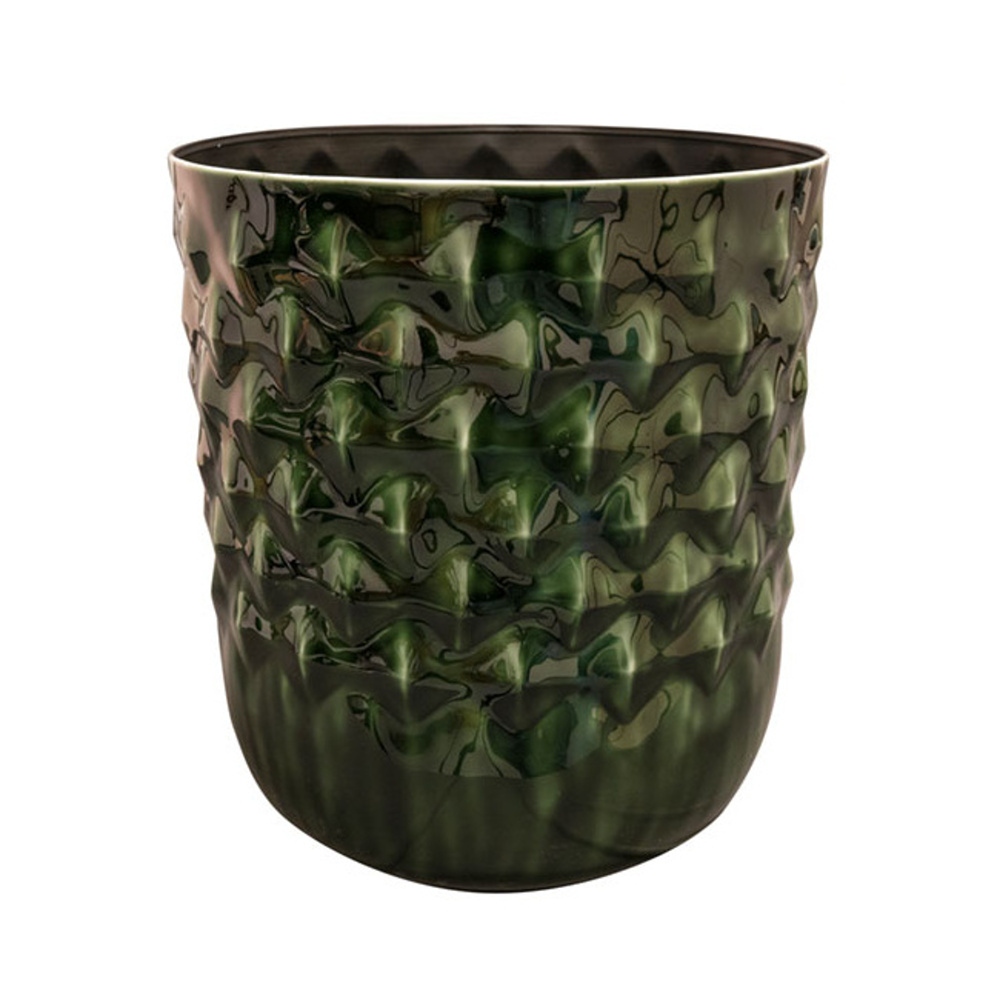 Kovové a plechové obaly - Obal kulatý kovový JACIE tm.zelený 36cm