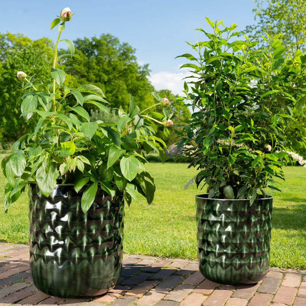 Obal kulatý kovový JACIE tm.zelený 36cm-0