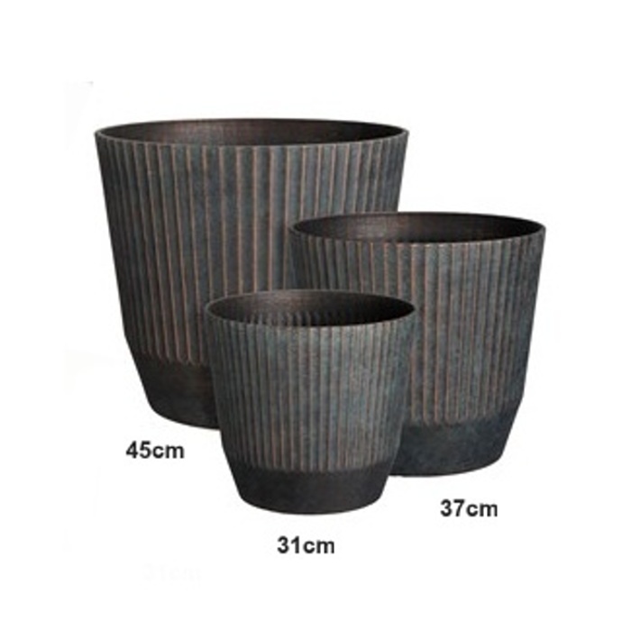 Plastové obaly - Obal kulatý RIO polypropylen černá patina 37cm