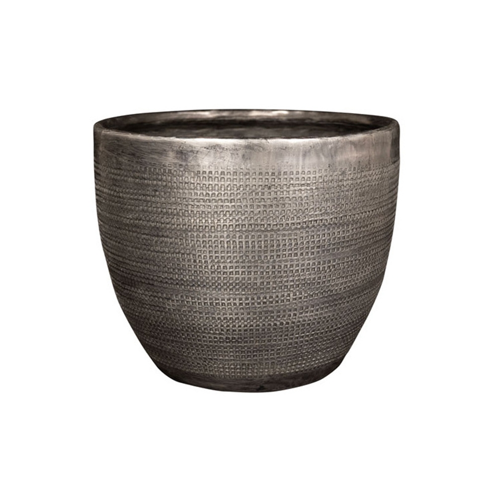 Design pro Váš domov - Obal kulatý ROWEN hliníkový tm.stříbrný 15cm