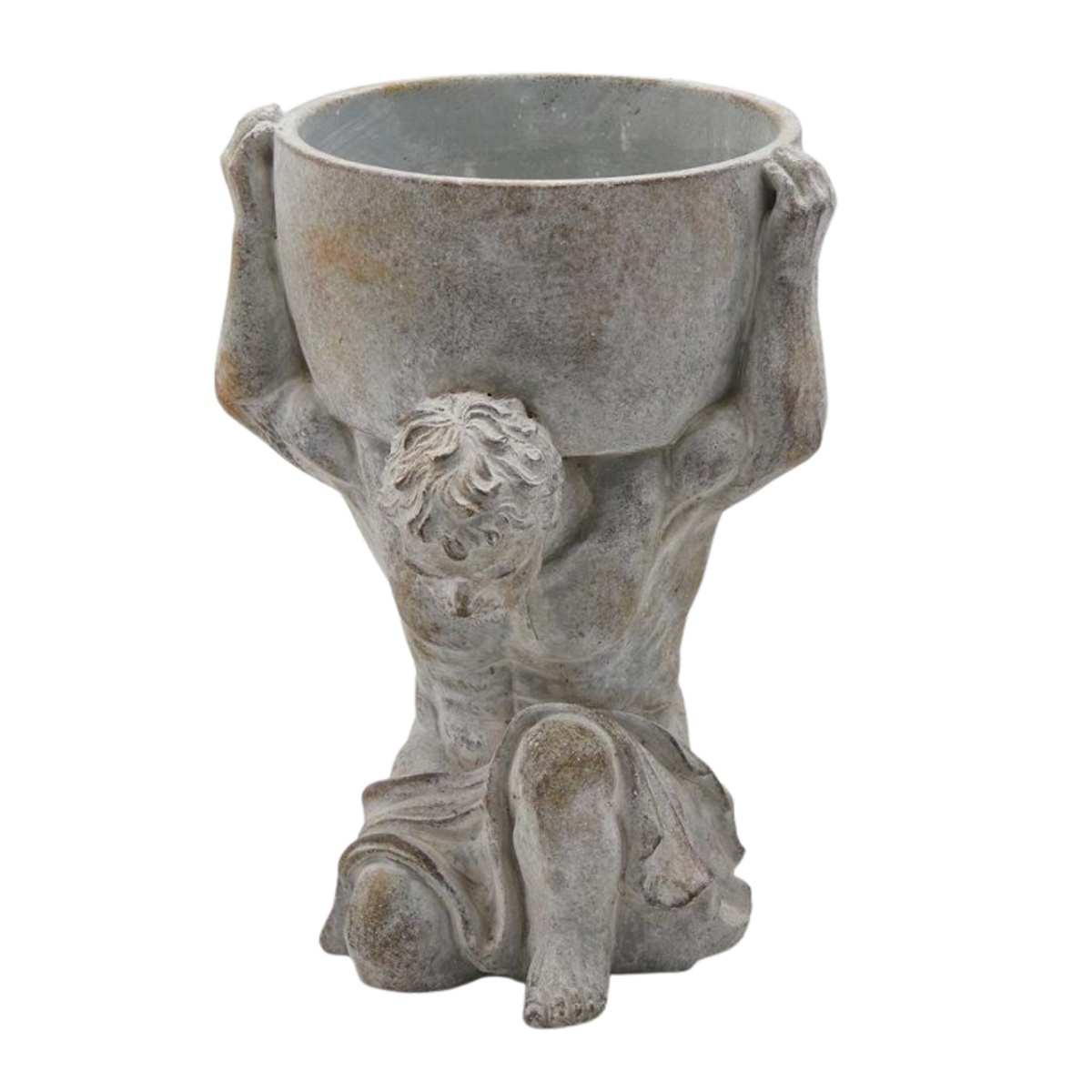 Keramické obaly - Obal na květináč ATLANTE betonový podstavec muže 26cm