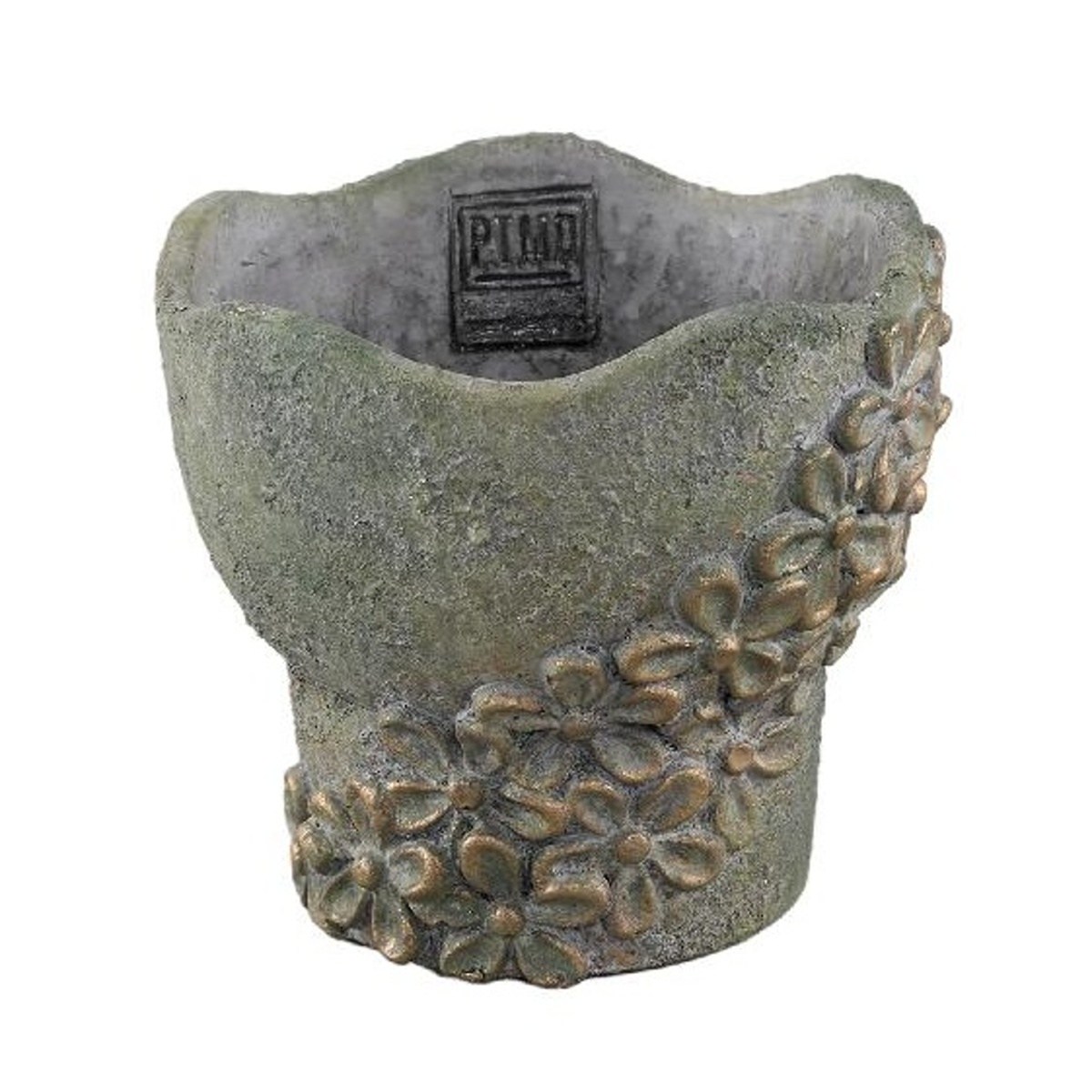 Keramické obaly - Obal na květináč cementový atypický HEENA s květy 15cm