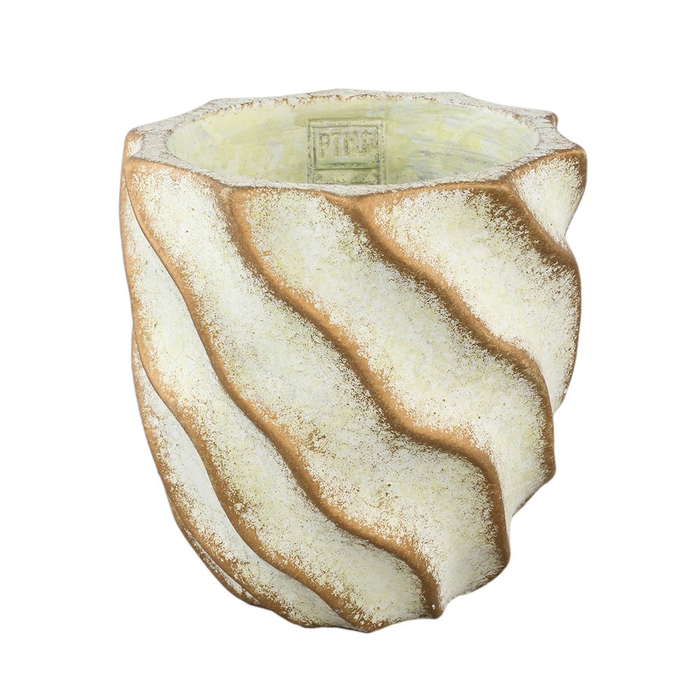 Design pro Váš domov - Obal na květináč cementový SHARLAE L s vlnkami 18,5cm