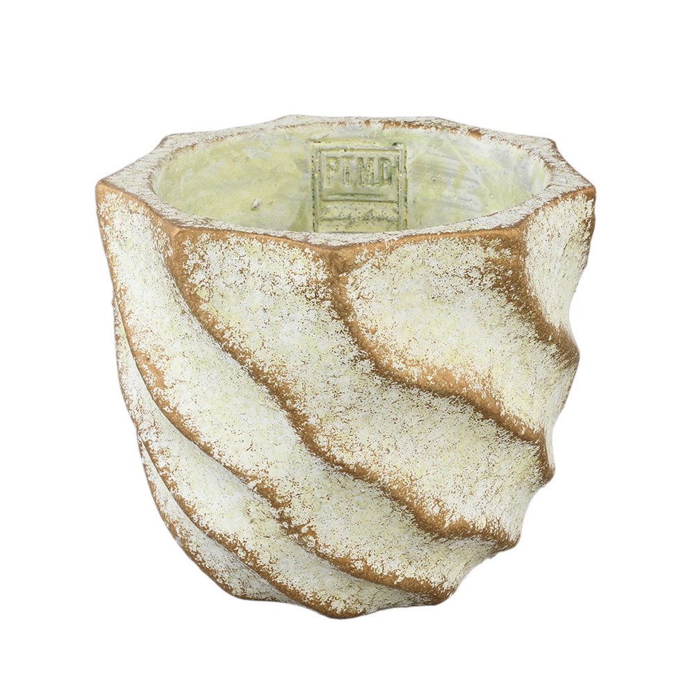 Design pro Váš domov - Obal na květináč cementový SHARLAE M s vlnkami 15cm