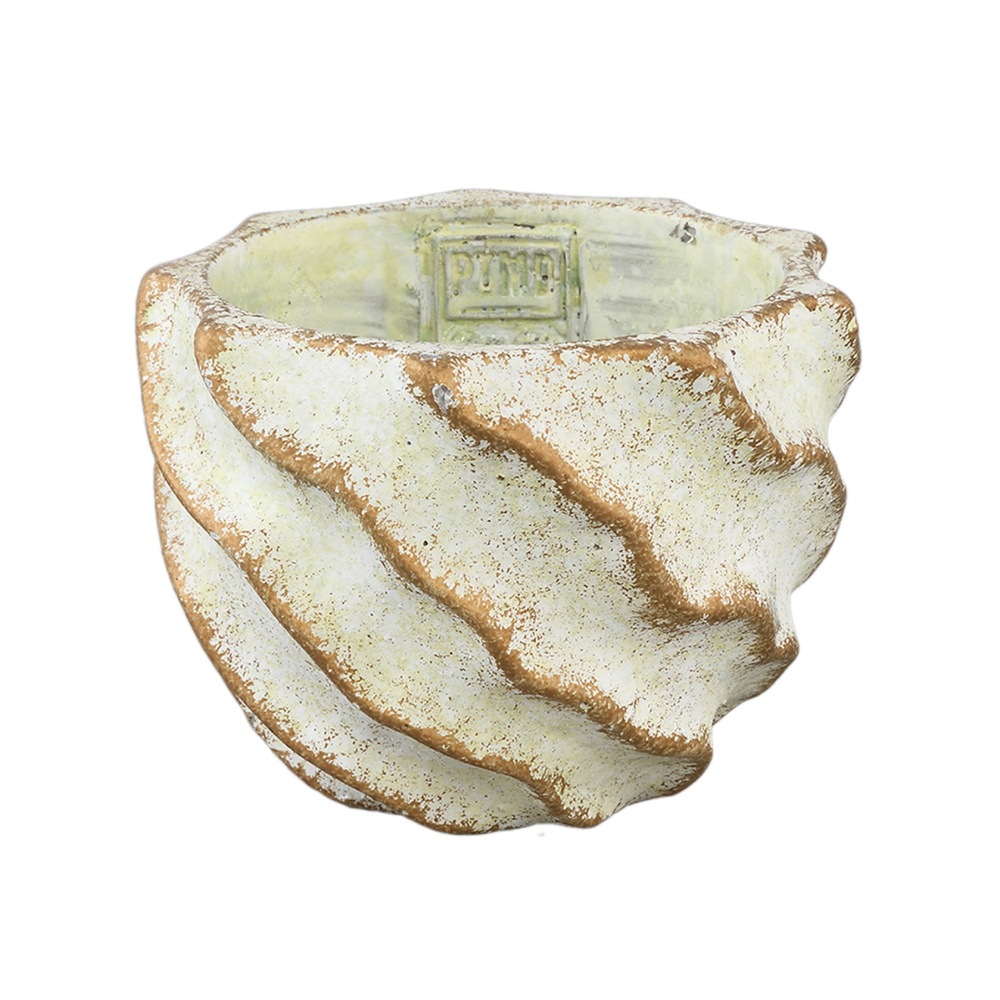 Design pro Váš domov - Obal na květináč cementový SHARLAE S s vlnkami 12cm