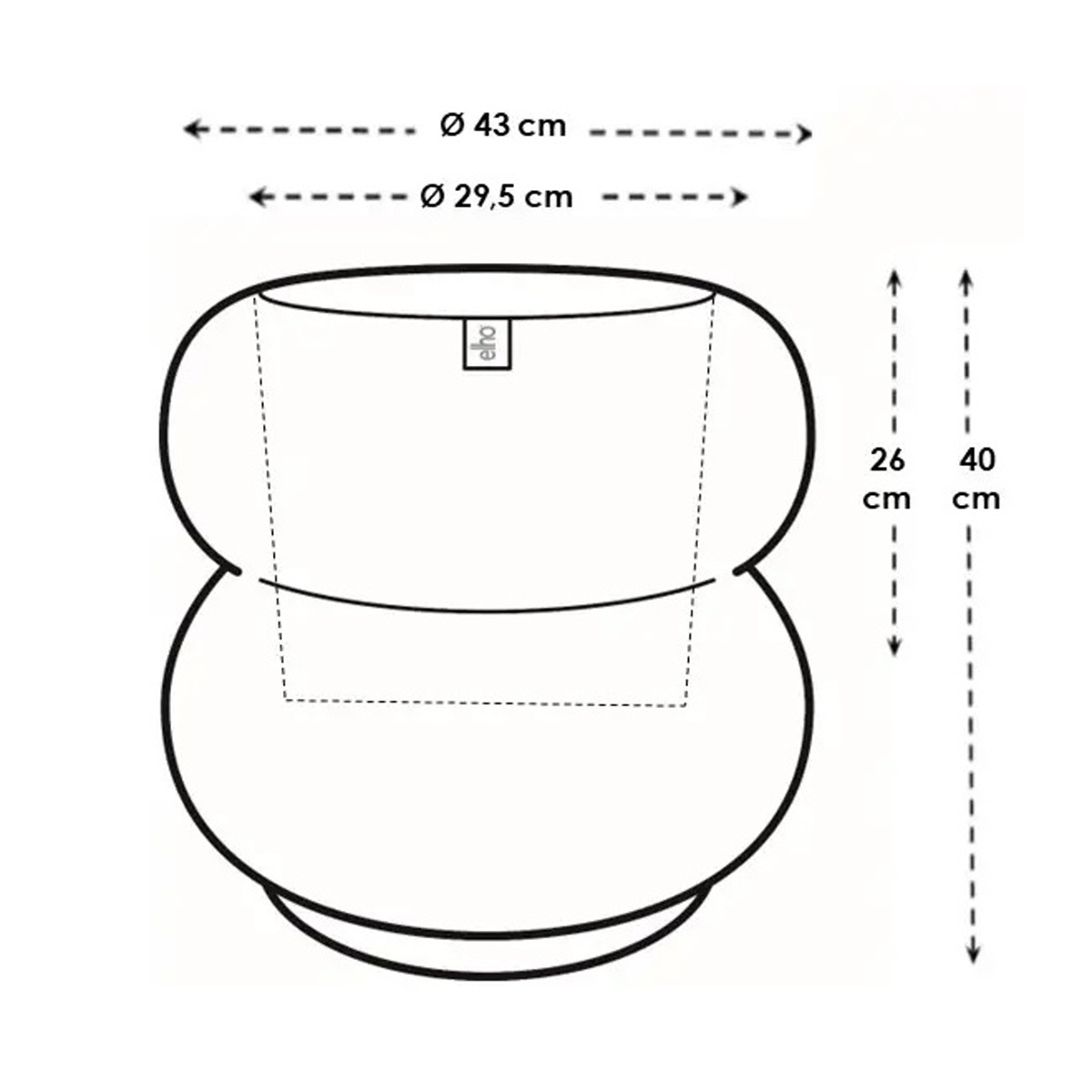 Obal na květináč ELHO Amber Roll Low terakotový 40x43cm-3