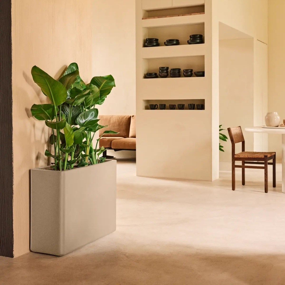 Obal na květináč ELHO June Brick Divider béžovo-šedý 59x79x29cm-1