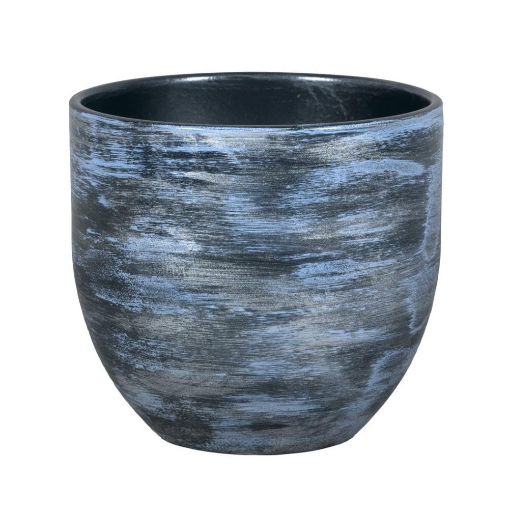 Keramické obaly - Obal na květináč keramický ABBEY 1-01BY modro-stříbrný 18cm