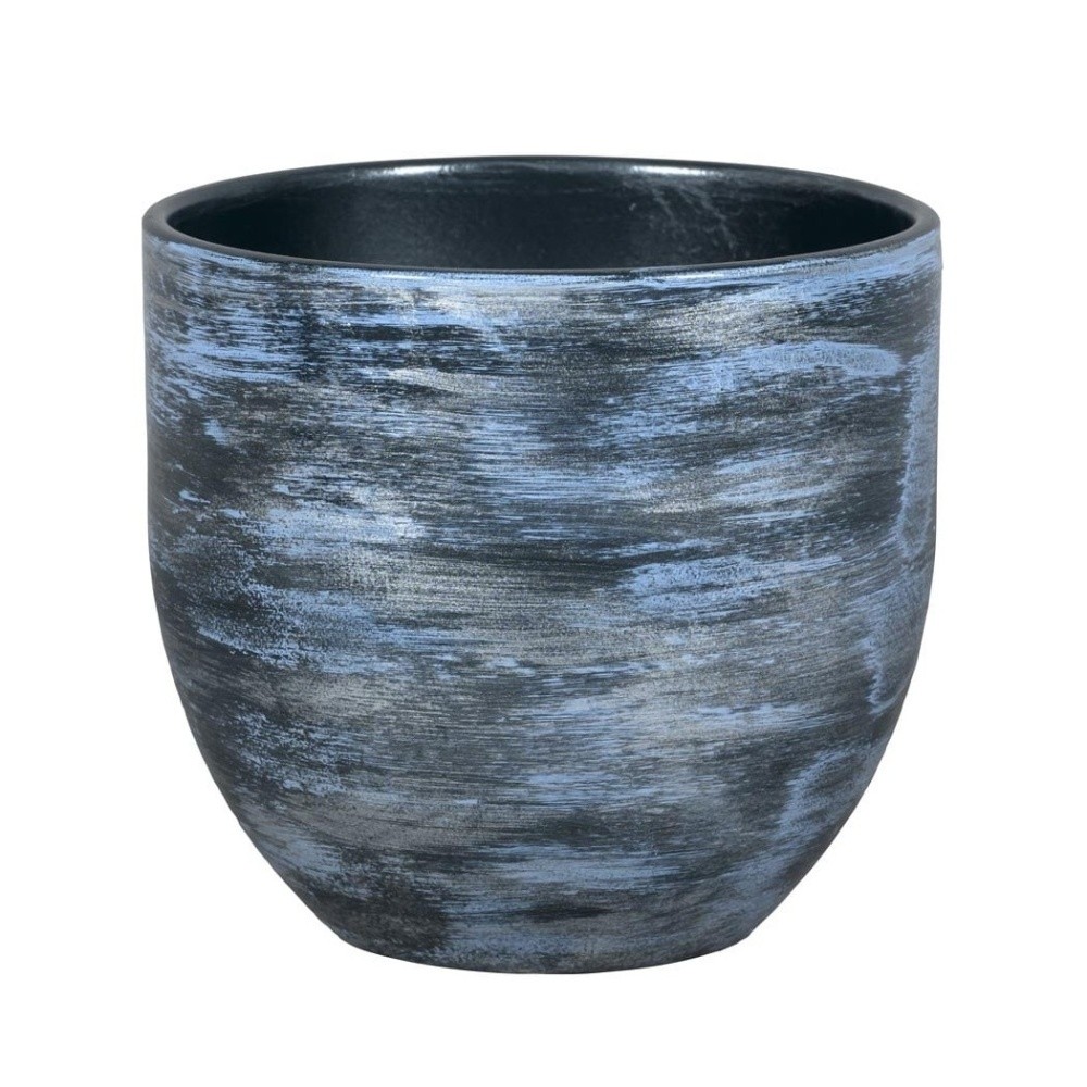 Keramické obaly - Obal na květináč keramický ABBEY 1-01BY modro-stříbrný 24cm