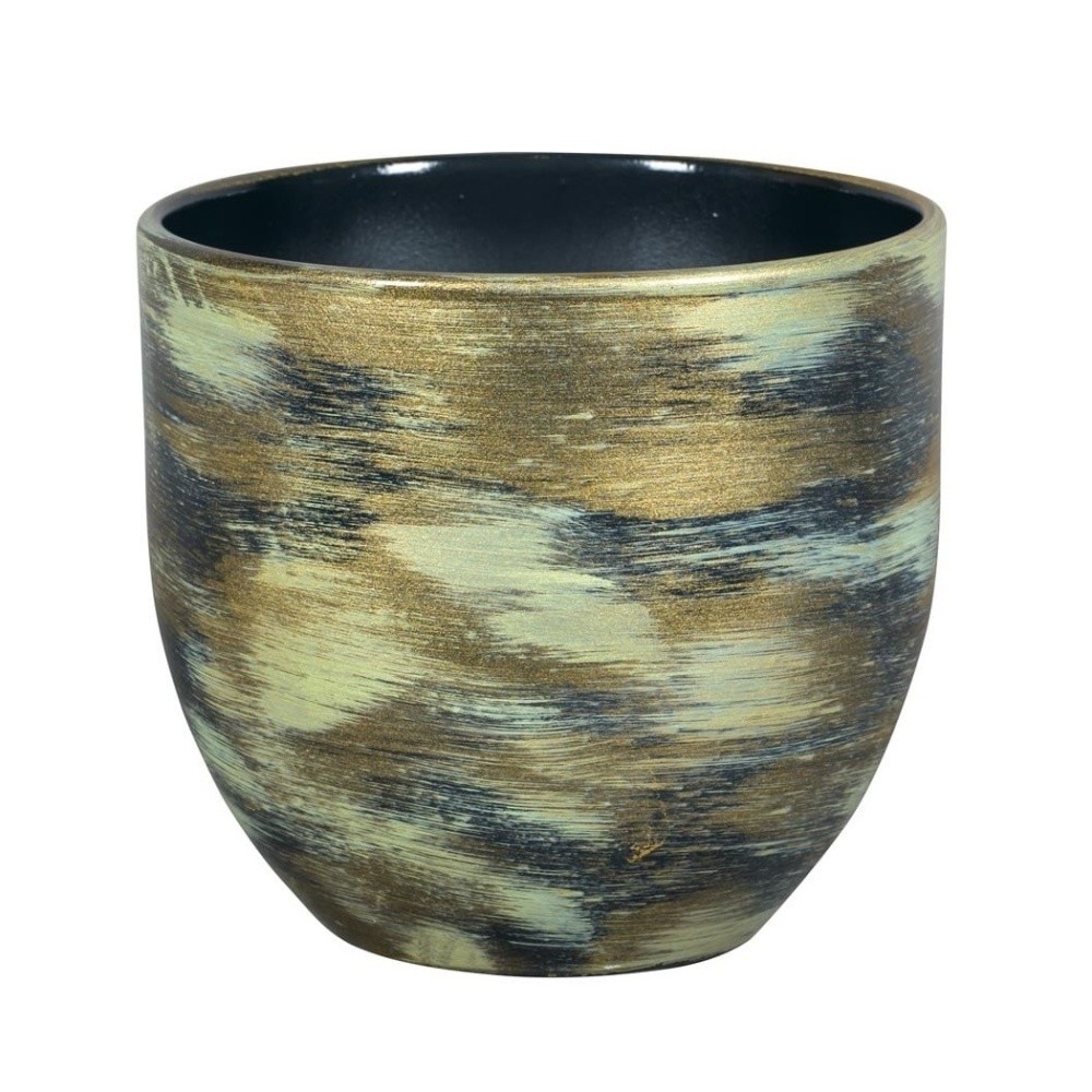 Keramické obaly - Obal na květináč keramický ABBEY 1-01GLA zlato-zelený 18cm