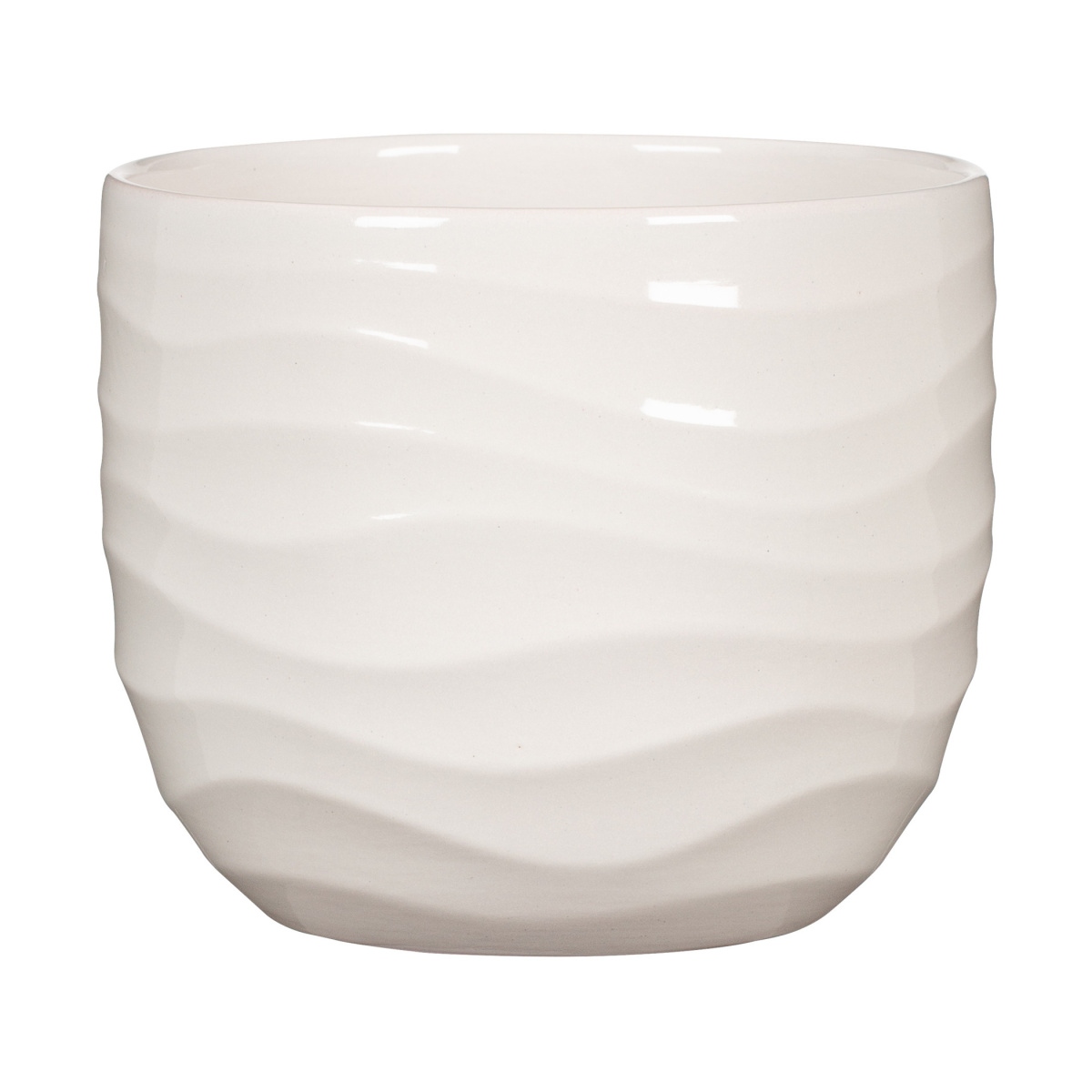 Keramické obaly - Obal na květináč keramický BONE WHITE 969 lesklý krémový 15cm