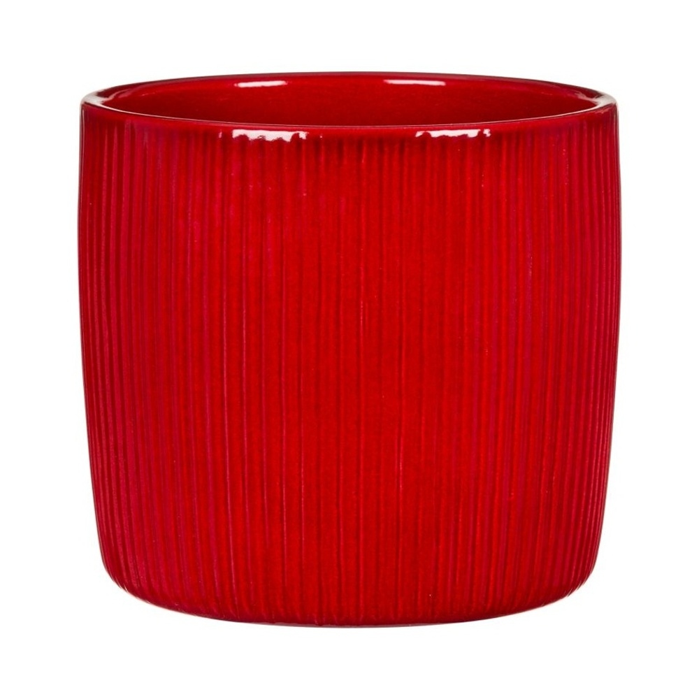 Keramické obaly - Obal na květináč keramický CHILLI RED červený 18cm