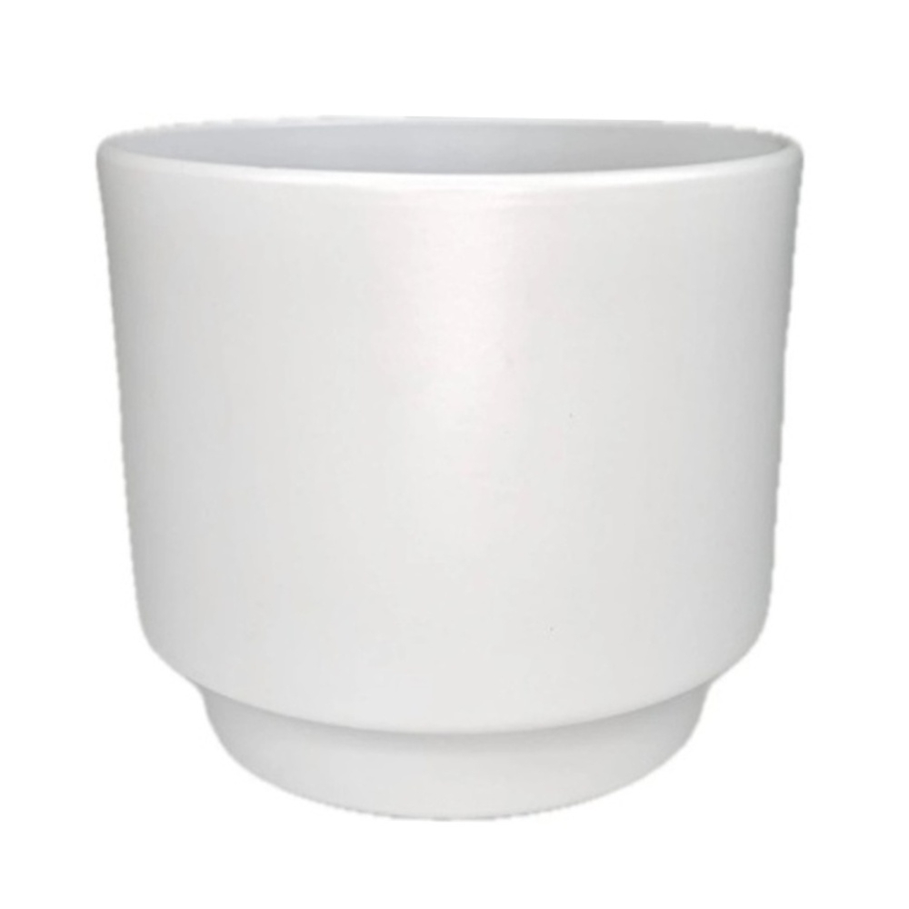 Keramické obaly - Obal na květináč keramický CYLINDR bílý 11cm