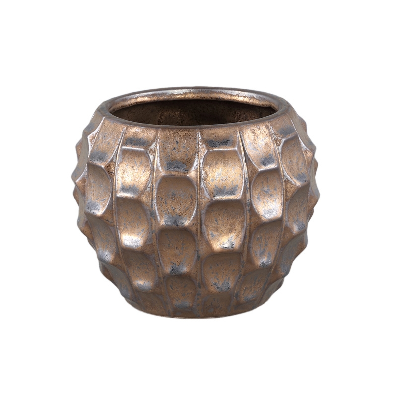 Design pro Váš domov - Obal na květináč keramický DIDAR XS abstraktní antik bronzový 14,5cm