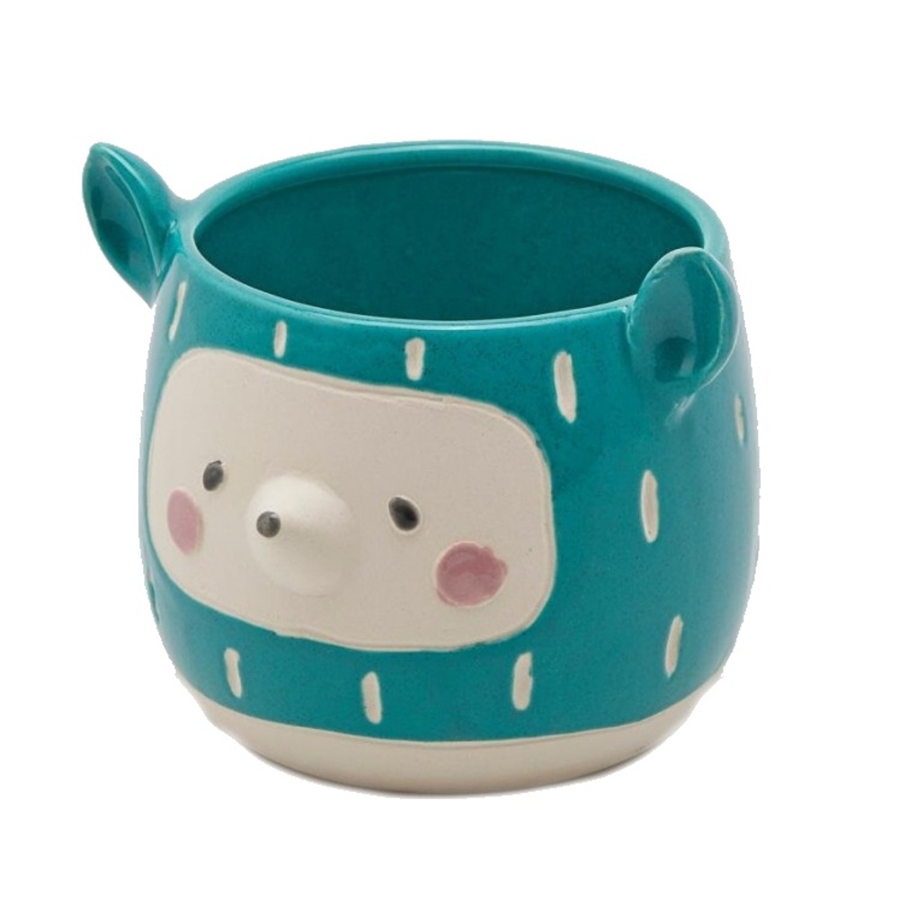 Keramické obaly - Obal na květináč keramický dikobraz zelený 13cm