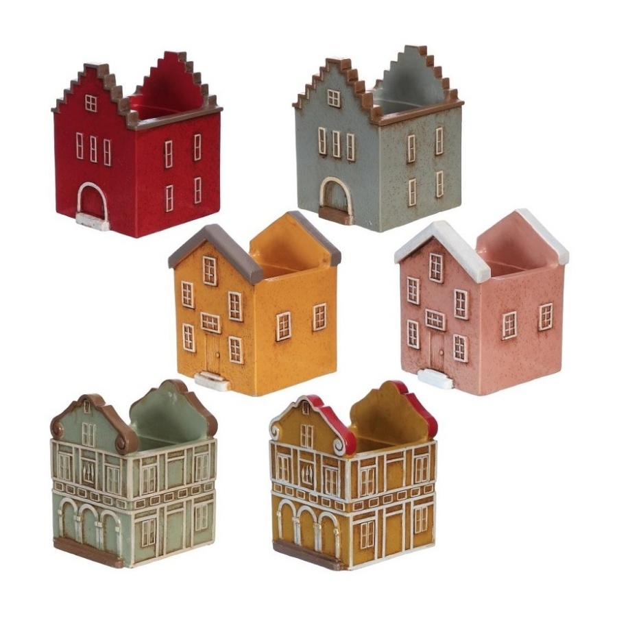 Keramické obaly - Obal na květináč keramický dům mix barev 10,5cm