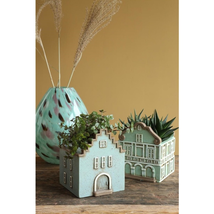 Obal na květináč keramický dům mix barev 13cm-1