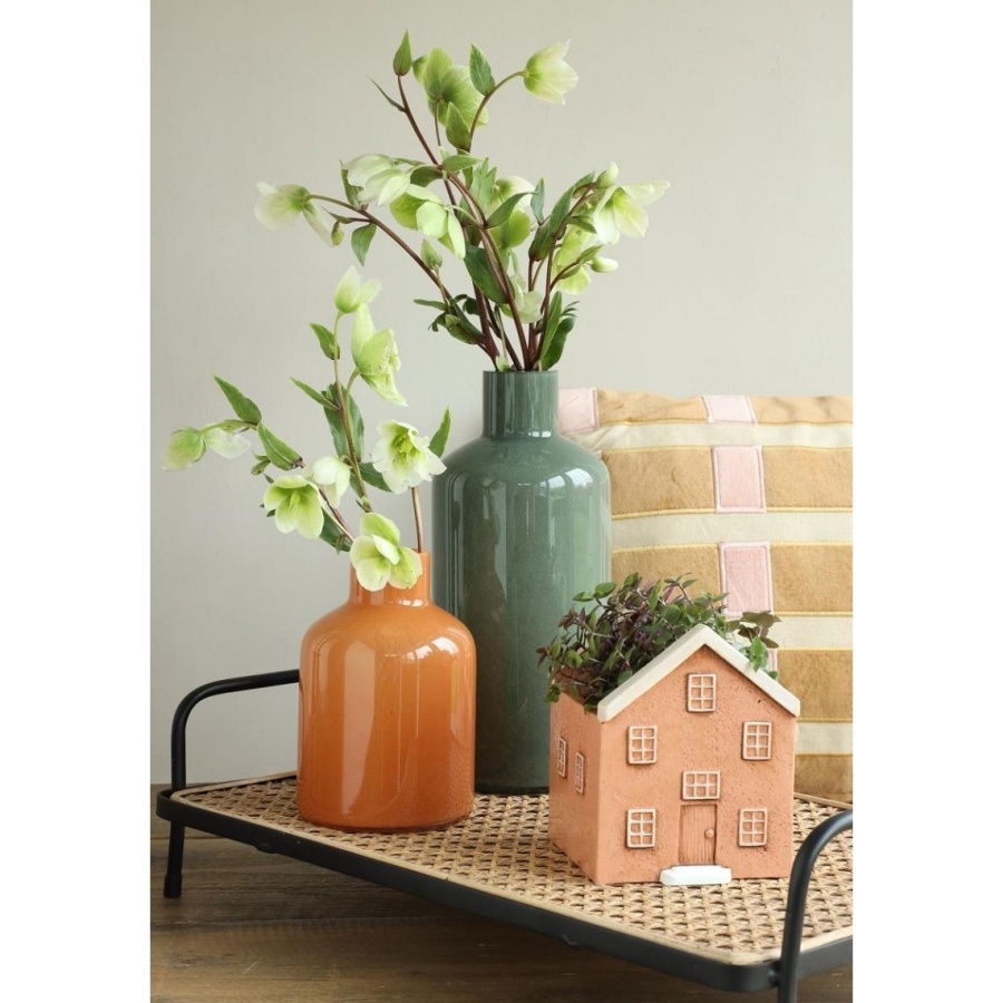 Obal na květináč keramický dům mix barev 13cm-2