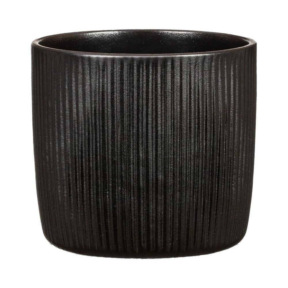 Keramické obaly - Obal na květináč keramický EBANO černý 15cm