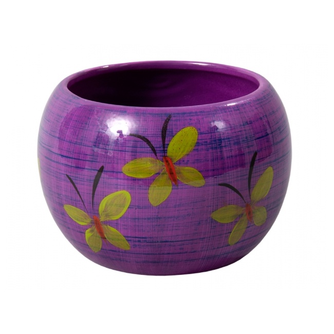 Keramické obaly - Obal na květináč keramický MANES BUTTERFLY lesklý fialový 16cm