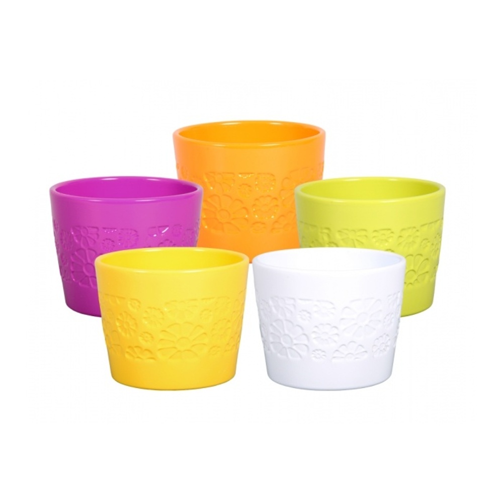 Keramické obaly - Obal na květináč keramický PRIMULE SPARTA FLOWER mix 11cm