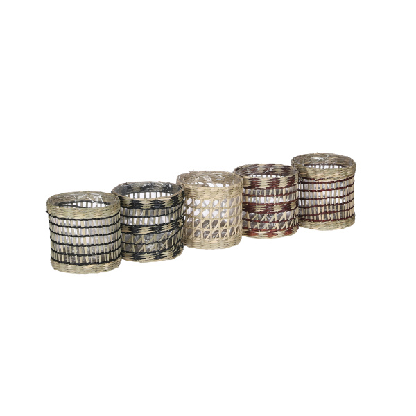 Proutěné a dřevěné obaly - Obal na květináč kulatý ALEXIS s igelitem vodní tráva mix 10cm