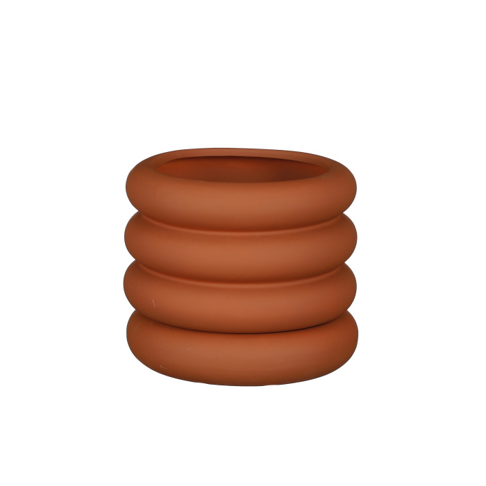 Keramické obaly - Obal na květináč kulatý atyp ILSE s podmiskou keramika terakota 18,5cm