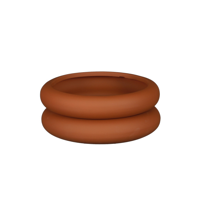 Keramické obaly - Obal na květináč kulatý atyp ILSE s podmiskou keramika terakota 20,5cm