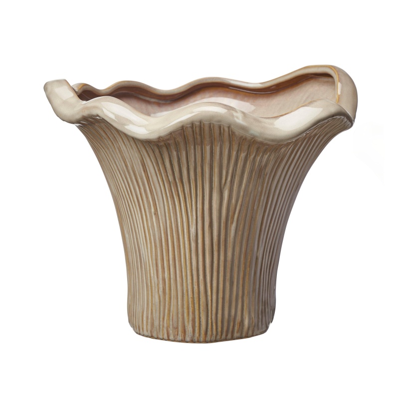 Keramické obaly - Obal na květináč kulatý atypický porcelánový KANTARELL se zvlněným okrajem 30cm