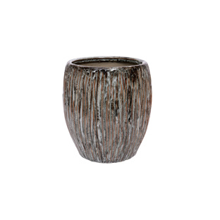 Keramické obaly - Obal na květináč BAREN škrábaný keramický 18cm
