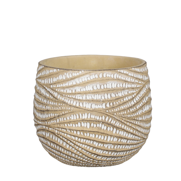 Keramické obaly - Obal na květináč cementový HENDRICK s vlnkami 17cm