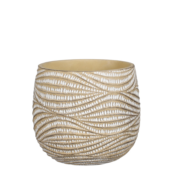 Keramické obaly - Obal na květináč cementový HENDRICK s vlnkami 19cm