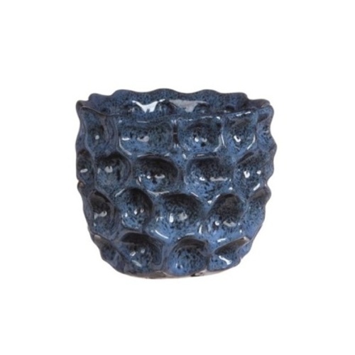 Keramické obaly - Obal na květináč kulatý DENTED keramika glazovaný modrá 13cm