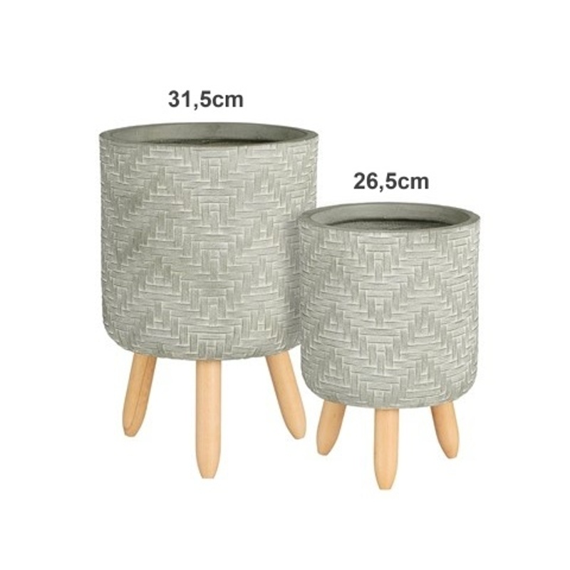 Keramické obaly - Obal na květináč kulatý FALUN na 3 nohách šedý 31,5cm
