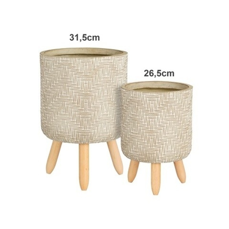 Keramické obaly - Obal na květináč kulatý FALUN na 3 nohách taupe 31,5cm