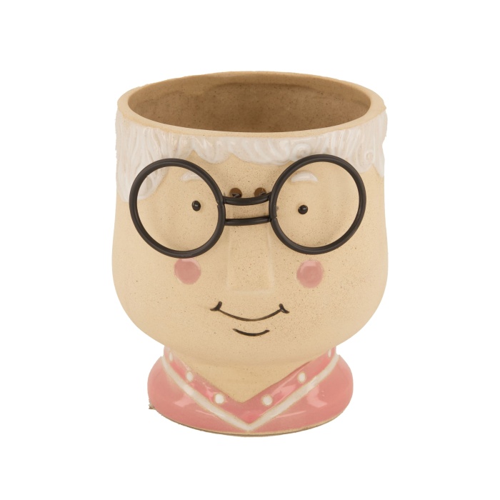 Keramické obaly - Obal na květináč kulatý keramický babička 11,5cm