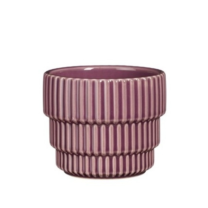 Keramické obaly - Obal na květináč kulatý keramický CELLA purpurový 11cm