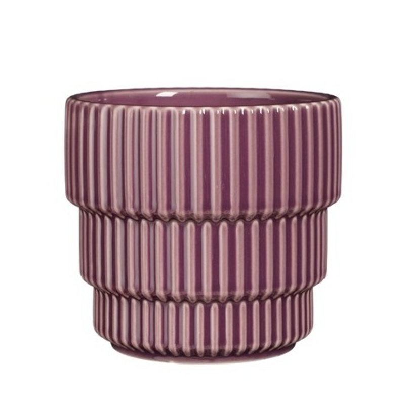 Keramické obaly - Obal na květináč kulatý keramický CELLA purpurový 14cm