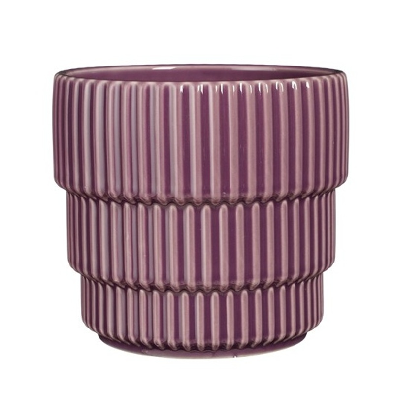 Keramické obaly - Obal na květináč kulatý keramický CELLA purpurový 17cm