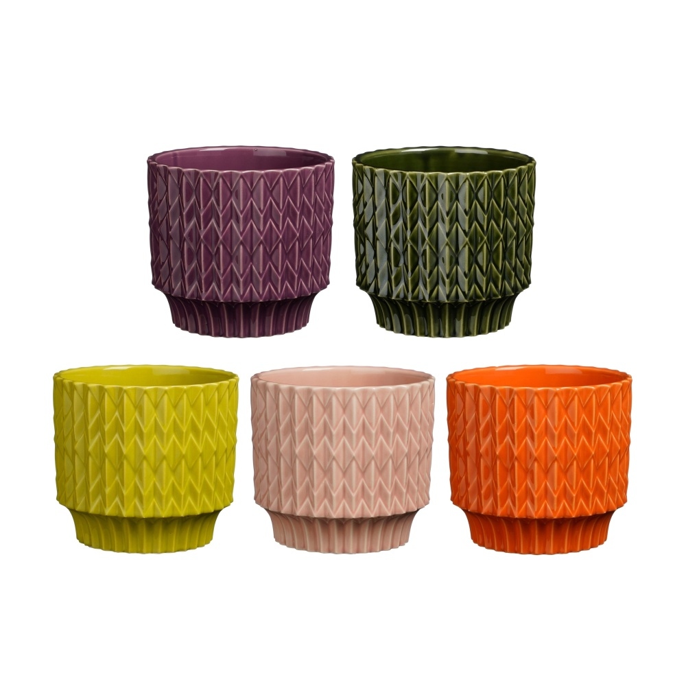 Keramické obaly - Obal na květináč kulatý keramický LAURIA mix 14cm