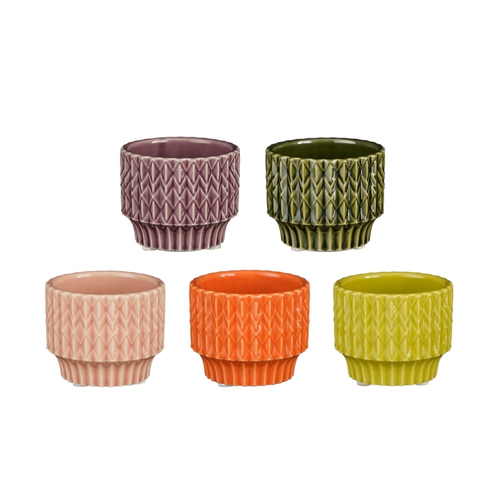 Keramické obaly - Obal na květináč kulatý keramický LAURIA mix